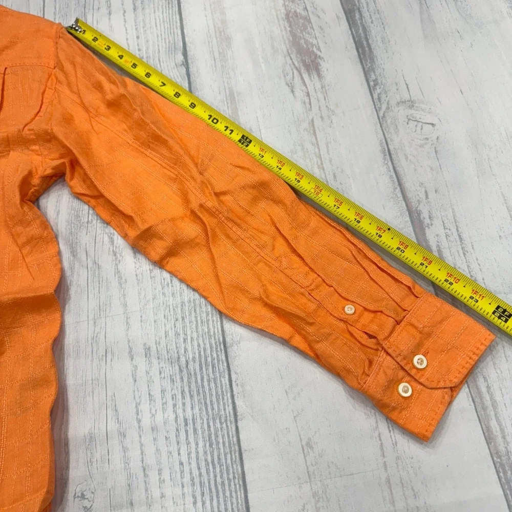 Tommy Bahama Button Shirt Small Orange Linen Mens Beach‎ Casual